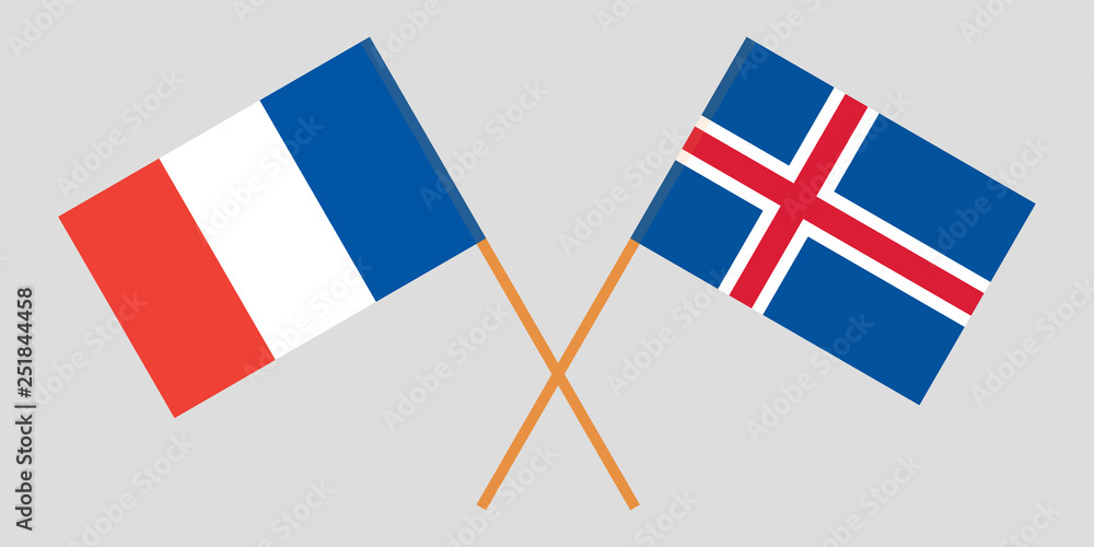 Iceland and France. The Icelandic and  French flags. Official colors. Correct proportion. Vector