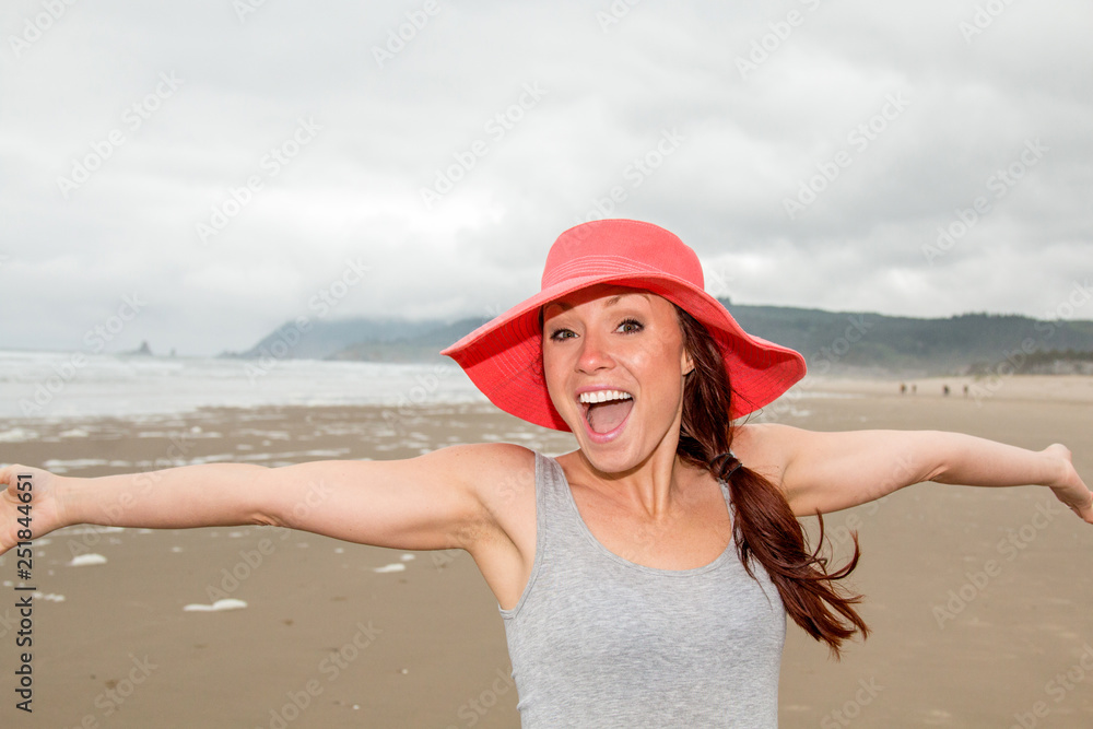 A Very Happy Woman at the Beach