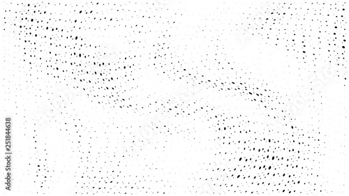 Halftone gradient pattern. Abstract halftone dots background. Monochrome dots pattern. Grunge texture. Pop Art, Comic small dots. Wave twisted dots. Design for presentation, report, flyer, cover, card © svitlananiko
