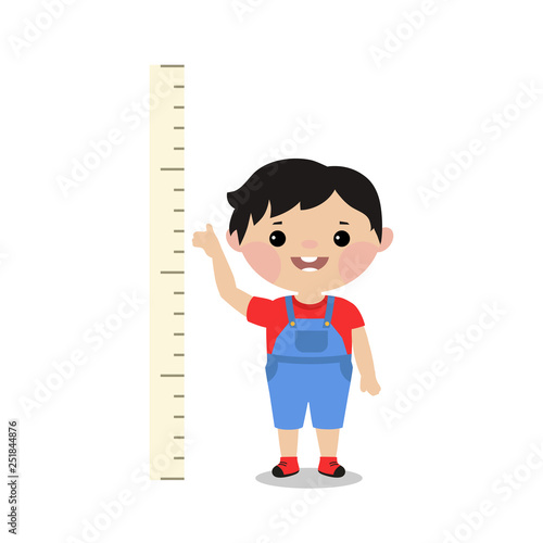 Kid measures the growth.