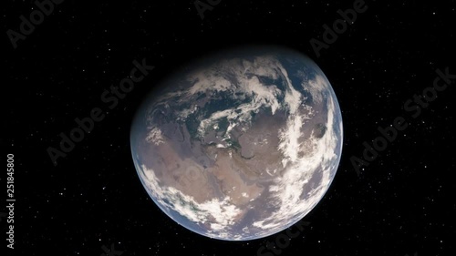 4K View from satellite flying over Planet Earth from space 3D illustration orbital view, our planet from the orbit, world, ocean, atmosphere, land (Elements of this image furnished by NASA)