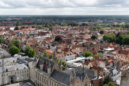 Fototapeta Naklejka Na Ścianę i Meble -  View of city of Bruges from Belfry Bell Tower, Belgium, Europe