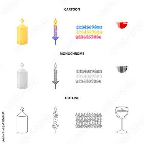 Isolated object of relaxation and flame icon. Collection of relaxation and wax vector icon for stock.