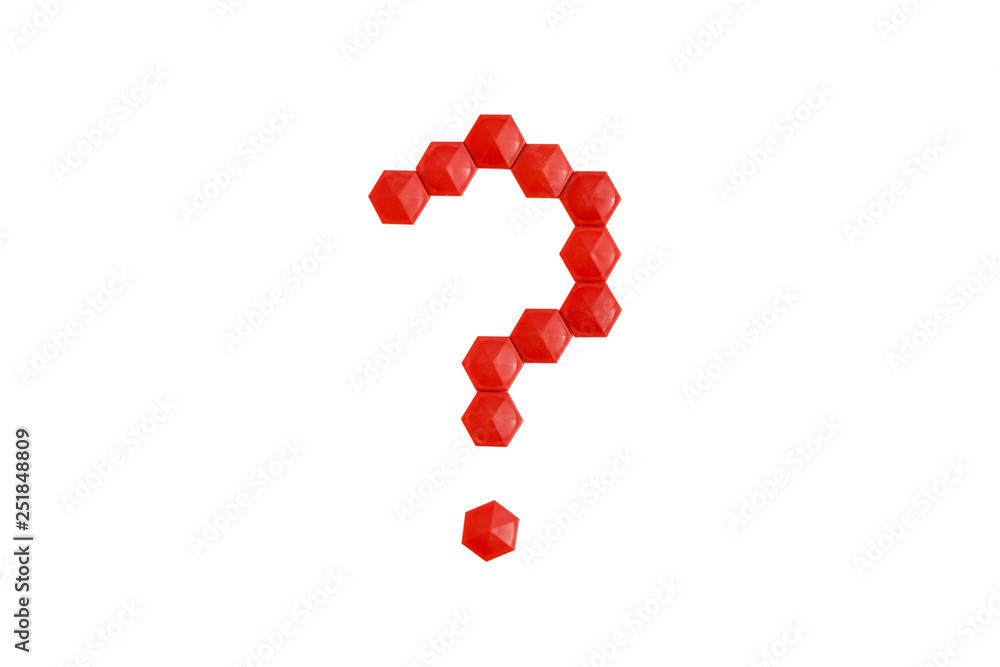 One red question mark on white background One red question mark on white background