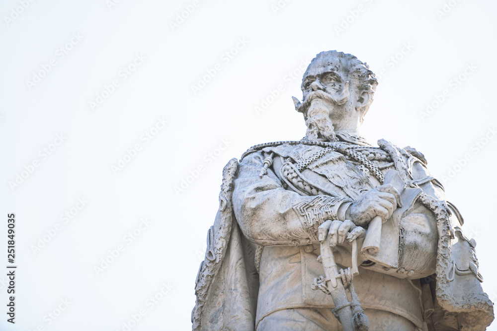 Detail of the statue of Vittorio Emanuele in Bergamo