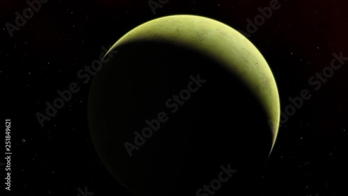 4K Exoplanet 3D illustration orbital view, light green yellow cloudy planet from the orbit. acid toxic desert (Elements of this image furnished by NASA)
