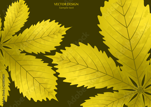 Bright stylish abstract background with chestnut leaves for your design. Vector illustration