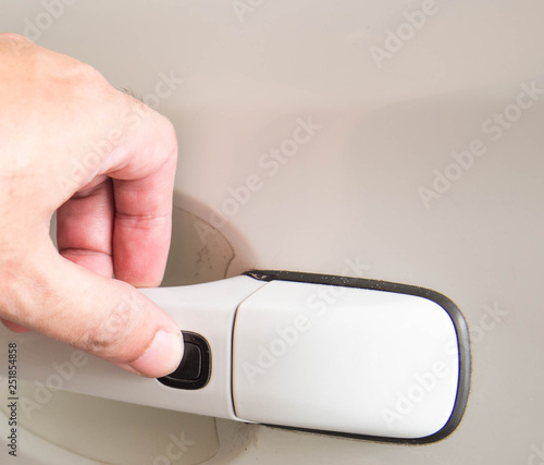 Car door handle locking by pushing handle photo