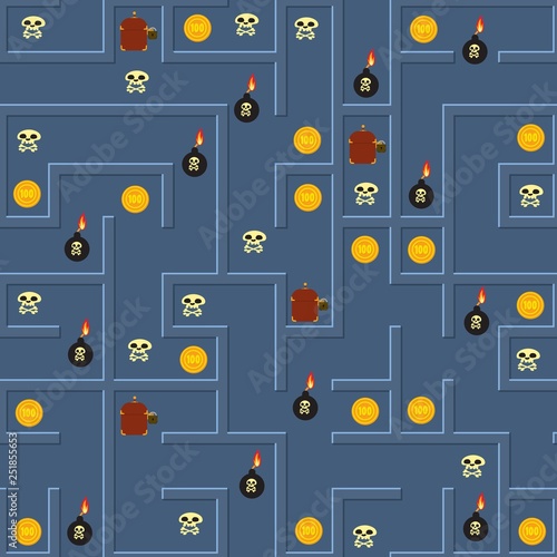 An impassable labyrinth with treasures and traps.