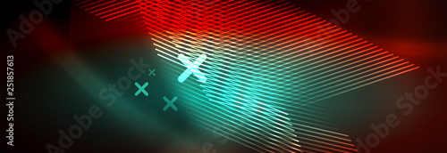 Neon glowing techno lines, hi-tech futuristic abstract background template with lines