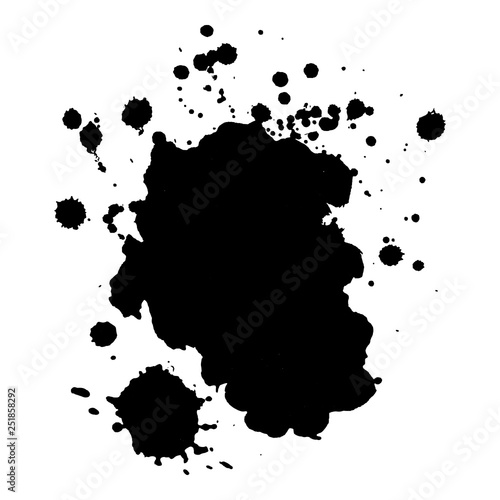 Abstract black ink splash. Vector illustration. Grunge texture for cards and flyers design.