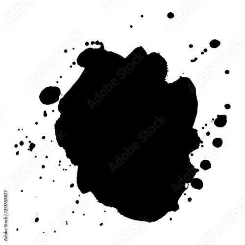Abstract black ink splash. Vector illustration. Grunge texture for cards and flyers design.