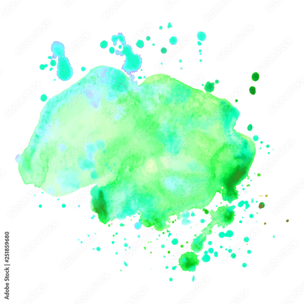 Obraz premium Abstract isolated watercolor spot with droplets, smudges, stains, splashes.