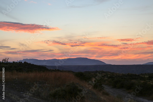 grassland steppe sunrise red and purple beautiful stunning light reflection © Sylvia