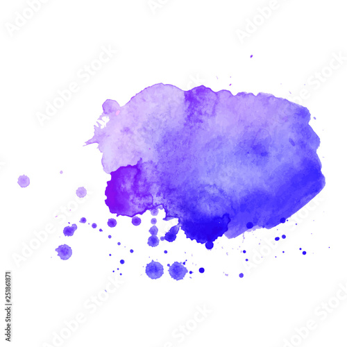 Abstract isolated watercolor spot with droplets  smudges  stains  splashes.