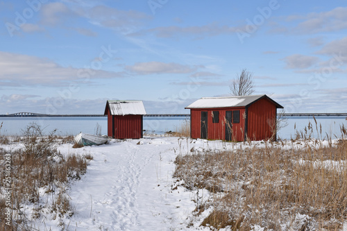 Beautiful traditional fishing cabins in Sweden