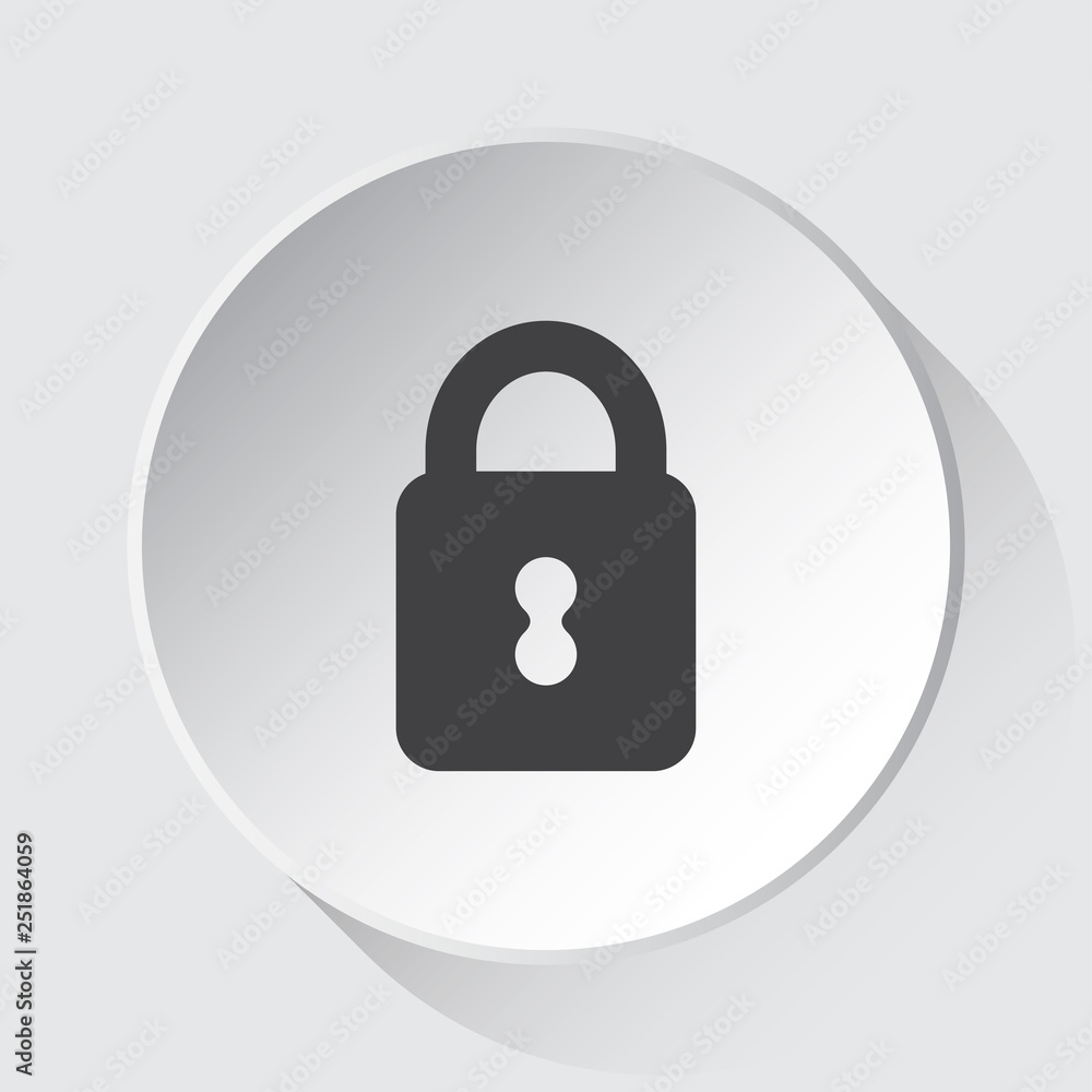 closed padlock - simple gray icon on white button closed padlock - simple gray icon on white button