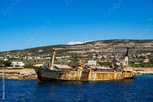 Cyprus, Mediterranean, sea, city, pathos, beauty, blue, water, blue, sky, rocky, shore, old, sunken, ship, travel, sea, walk, landscape, impressions, memories