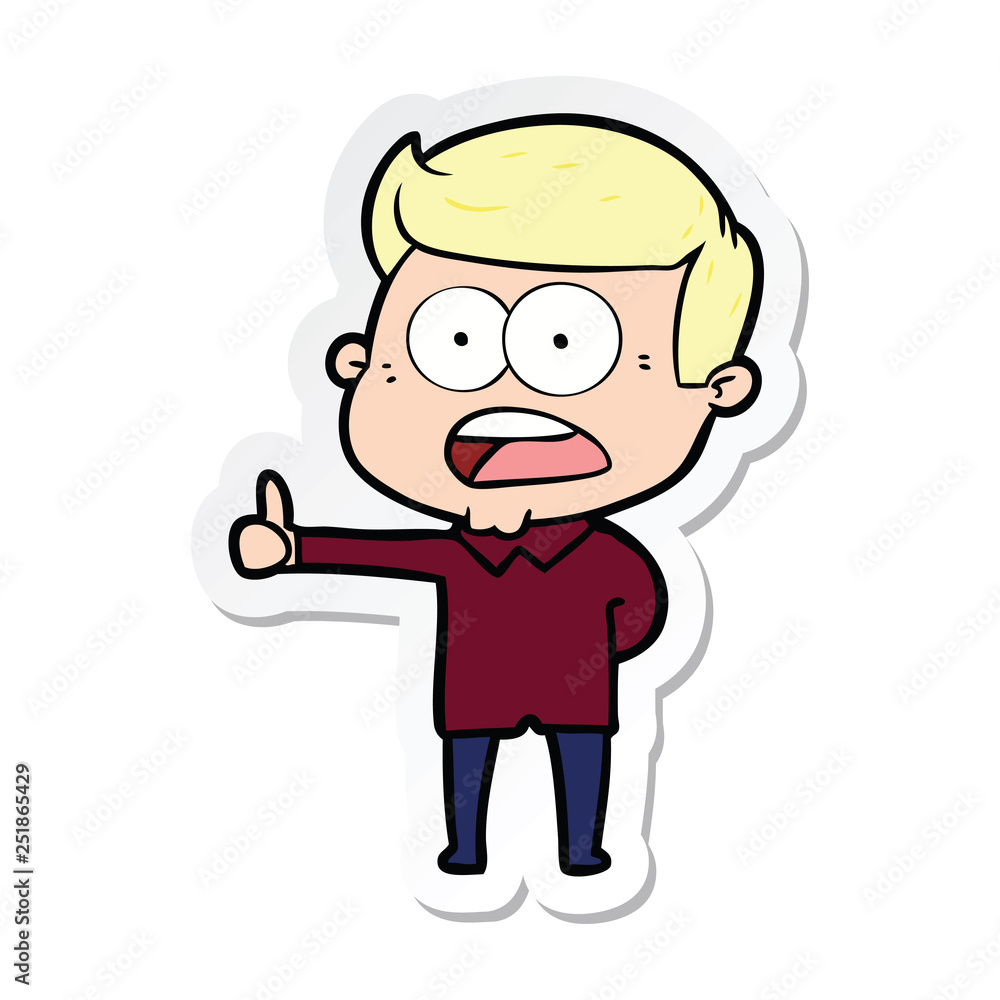 sticker of a cartoon shocked man