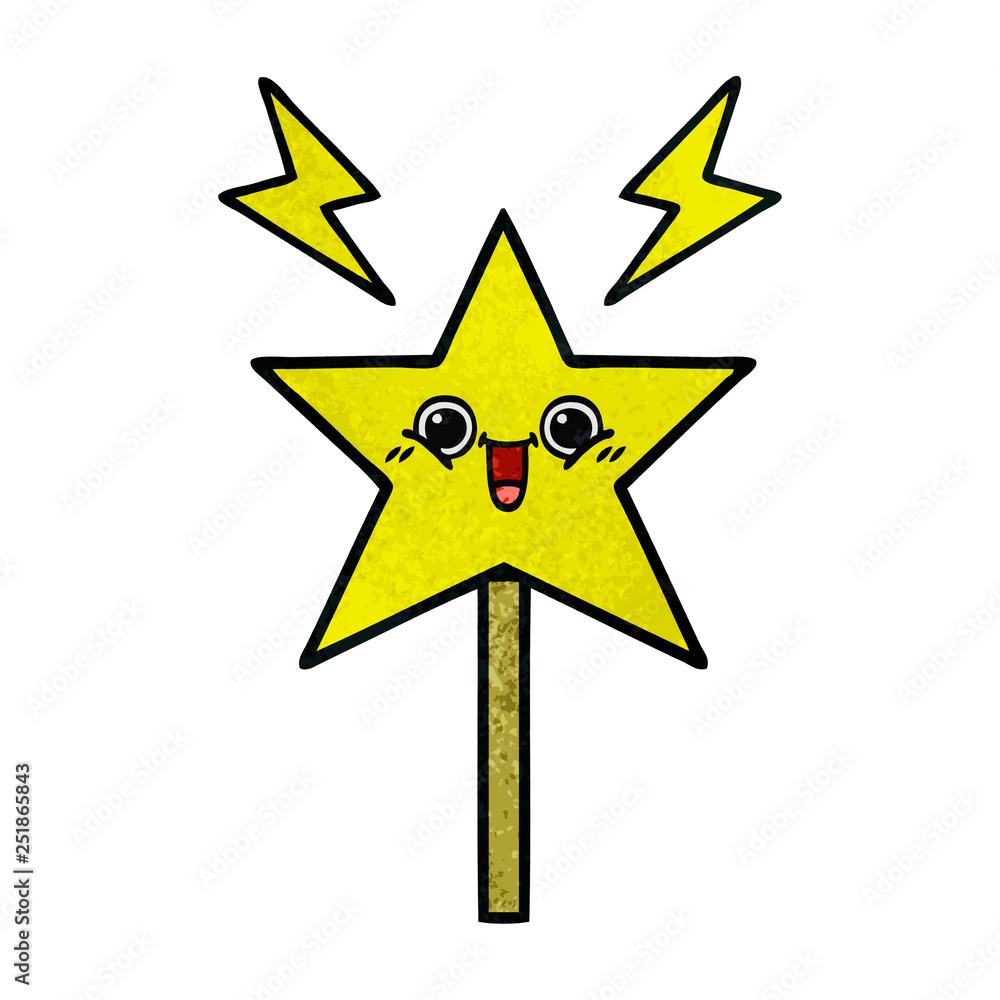 retro grunge texture cartoon magic wand retro grunge texture cartoon magic wand