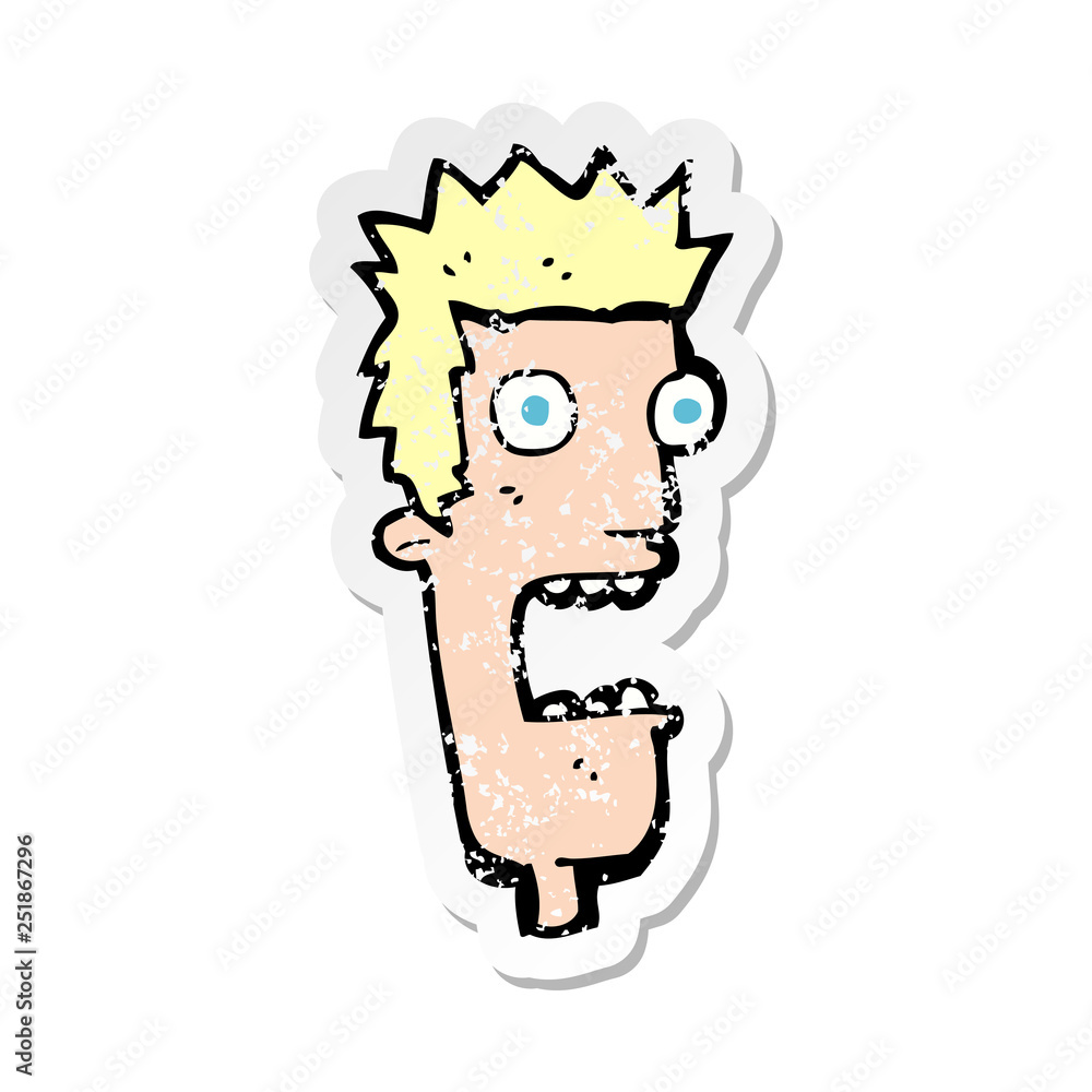 retro distressed sticker of a cartoon shocked mans face retro distressed sticker of a cartoon shocked mans face