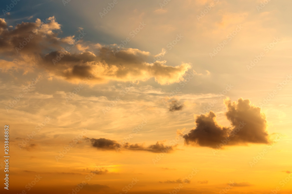clouds on evening blue sky with sunset, natural background or backdrop for sky replacement