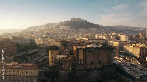 Aerial view of Castel Nuovo and Castel Sant'Elmo castles in Naples, Italy photo
