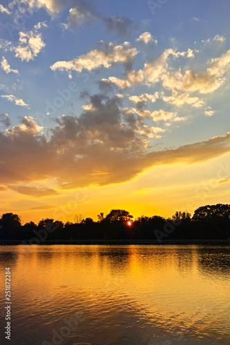 Sunset Panorama of Rowing Venue in city of Plovdiv  Bulgaria