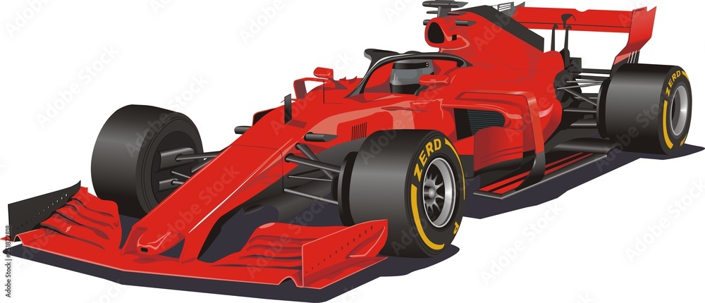 Racing car in the vector. Formula 1. Red car on white background Stock  Vector | Adobe Stock