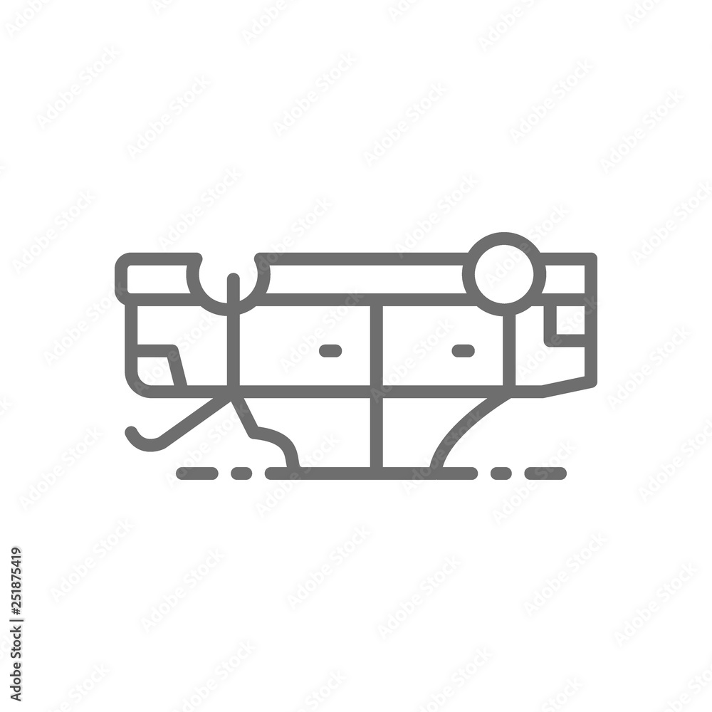 Car flipped over, automobile turned over after accident line icon. Car flipped over, automobile turned over after accident line icon.