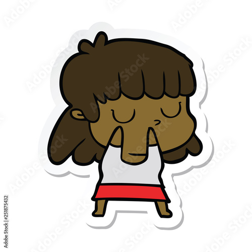 sticker of a cartoon indifferent woman