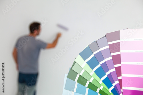 Selecting colors suitable for painting the room. © rades