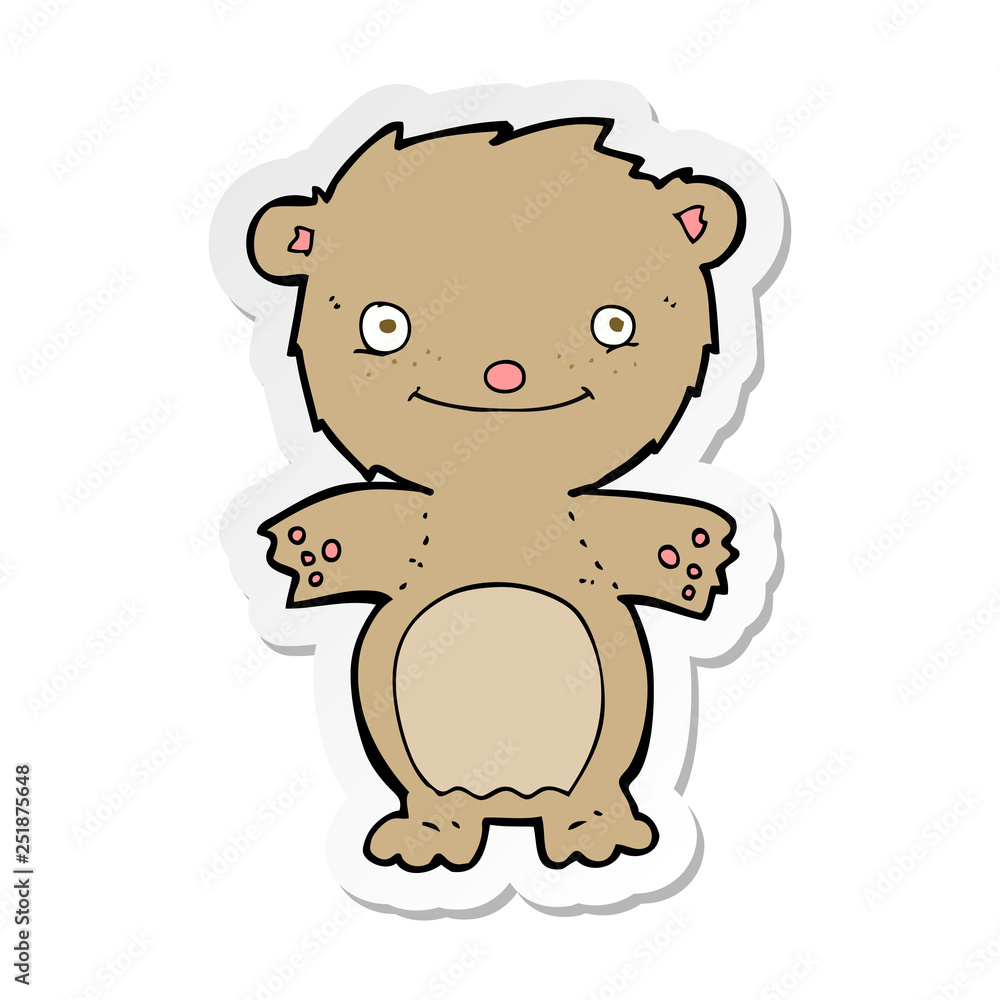 sticker of a cartoon happy little teddy bear sticker of a cartoon happy little teddy bear