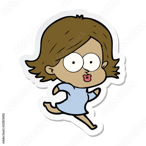 sticker of a cartoon girl pouting