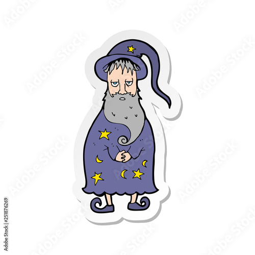 sticker of a cartoon wizard