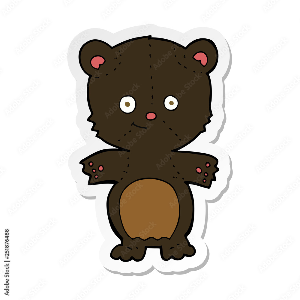 sticker of a cartoon black bear cub sticker of a cartoon black bear cub