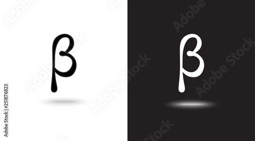 Vector sign Beta on black and white background