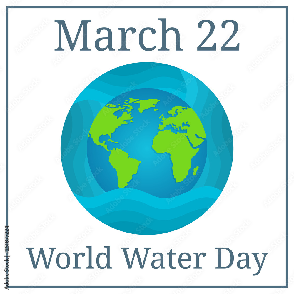 World Water Day. March 22. March Holiday Calendar. Earth Globe isolated on white Background. World Map. Earth Icon. Vector illustration for Your Design. World Water Day. March 22. March Holiday Calendar. Earth Globe isolated on white Background. World Map. Earth Icon. Vector illustration for Your Design.