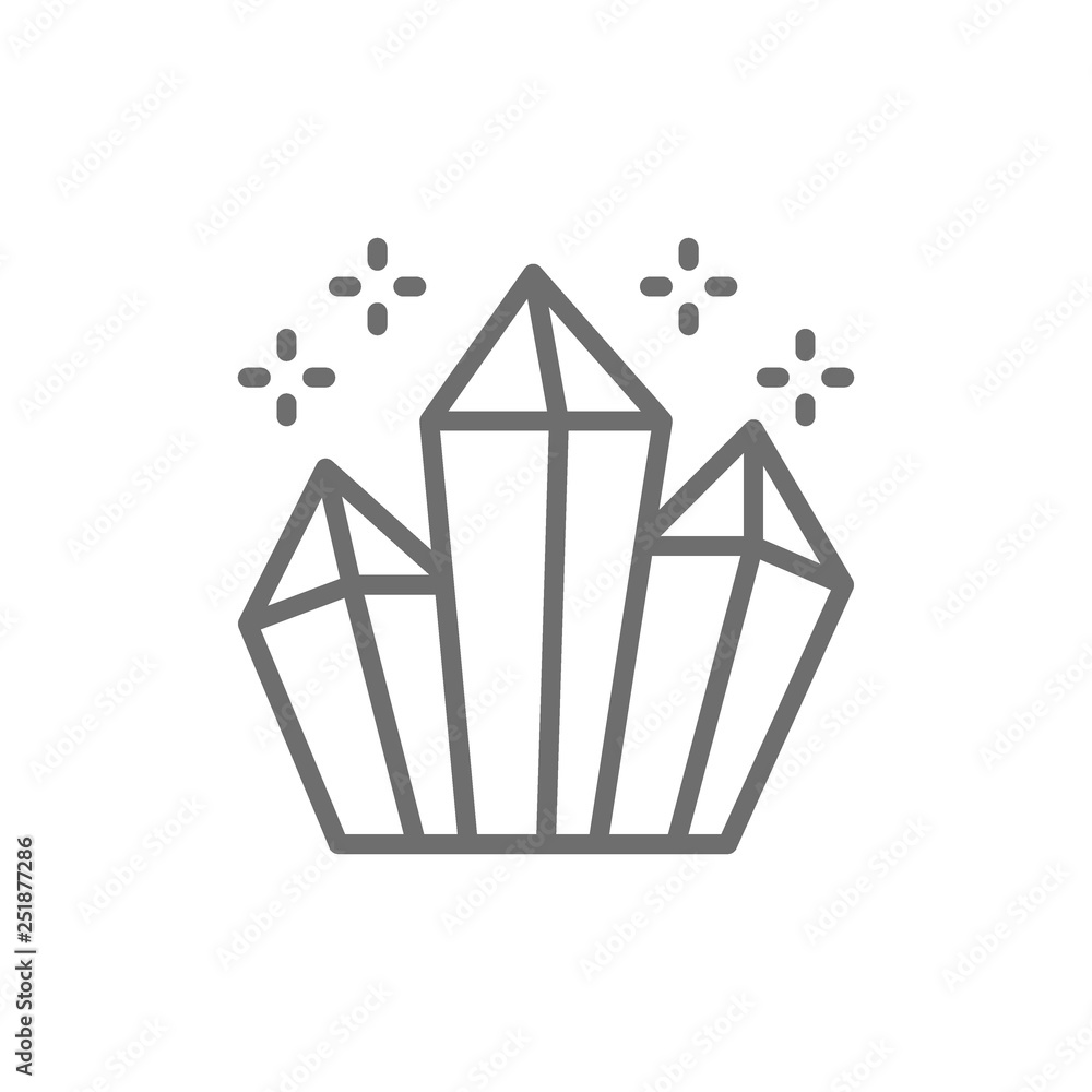 Magic crystals, diamonds line icon. Magic crystals, diamonds line icon.
