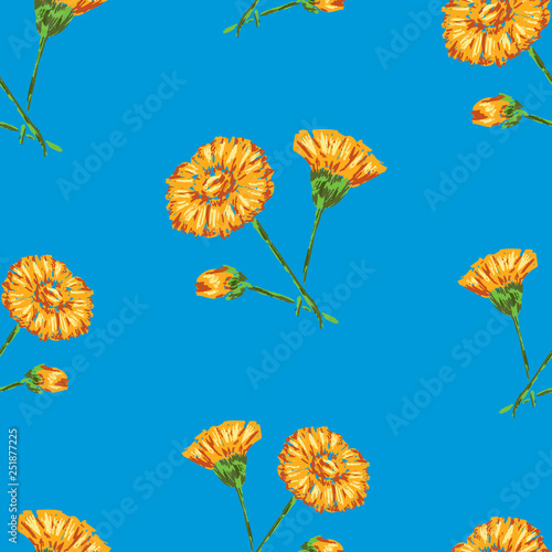 Seamless background of yellow wild daisy