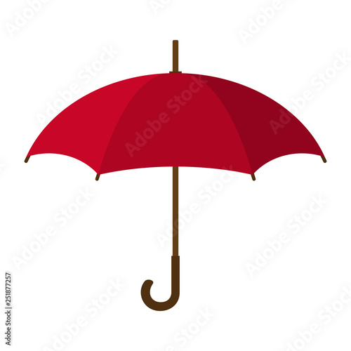 Red Umbrella Icon. Red Umbrella isolated on white background. Flat Style. Vector illustration for Your Design.