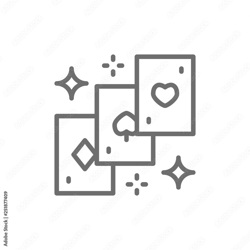 Magic playing cards line icon. Magic playing cards line icon.