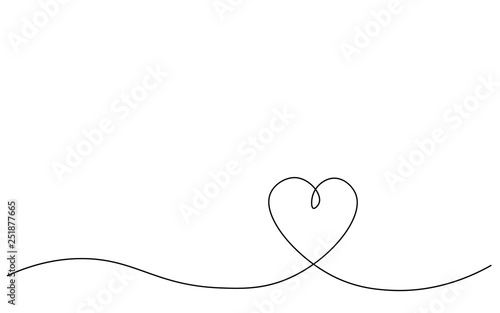 Heart background one line drawing, vector illustration.