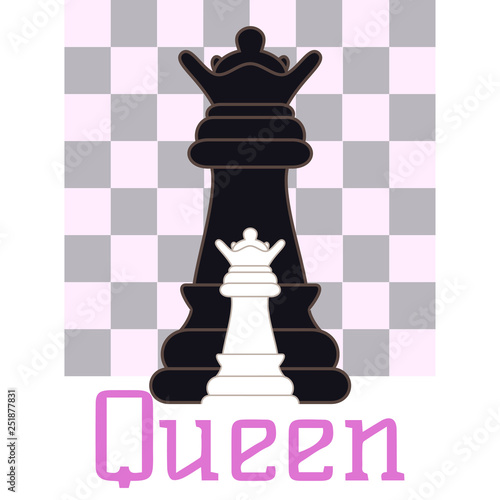 Chess queen with chess board