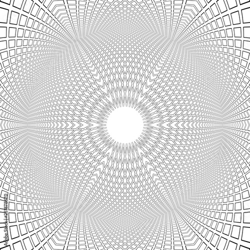 Fototapeta Naklejka Na Ścianę i Meble -  Spherical shape. 3D illusion. Convex pattern. Op art architectural background.