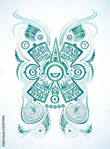 Mayan Aztec Concept Stylized Symbol Vector illustration, Tattoo Tribal Style