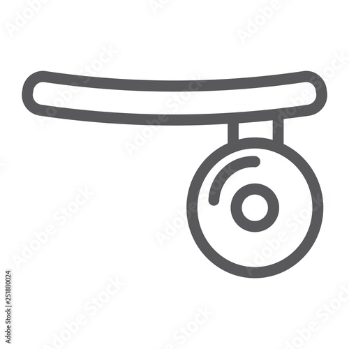 Medical mirror line icon, doctor and equipment, head mirror sign, vector graphics, a linear pattern on a white background.
