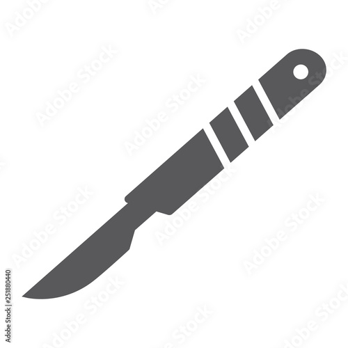 Scalpel glyph icon, cut and surgeon, medical blade sign, vector graphics, a solid pattern on a white background.