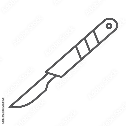 Fotografie, Obraz Scalpel thin line icon, cut and surgeon, medical blade sign, vector graphics, a linear pattern on a white background