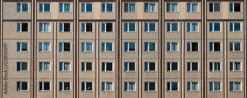 building facade, plattenbau , residential building exterior © hanohiki